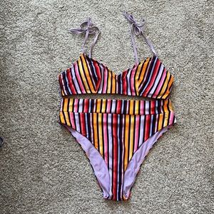 Aerie High Cut Cheeky Bikini Bottom and V Scoop Bikini Top Set